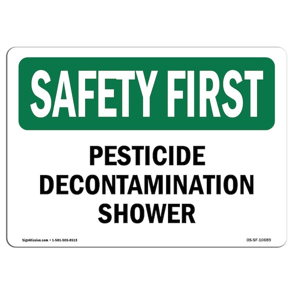 OSHA, 3.5" Height, 5" Width, Decal, 5" W, 3.5" H, Landscape, PK10, Pesticide Decontamination Shower